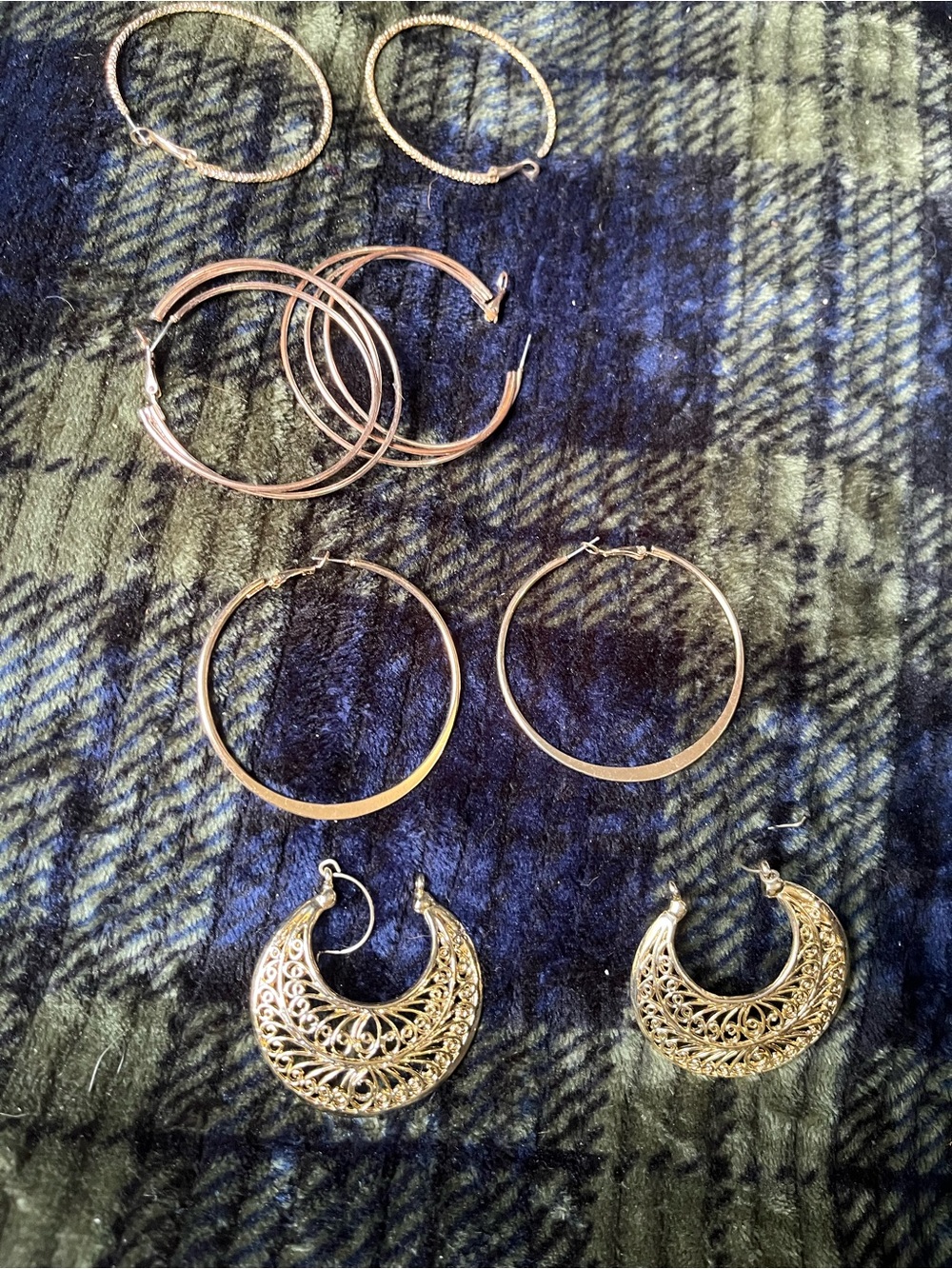 Gold Hoop and Filigree Earrings Set - Women Jewelry